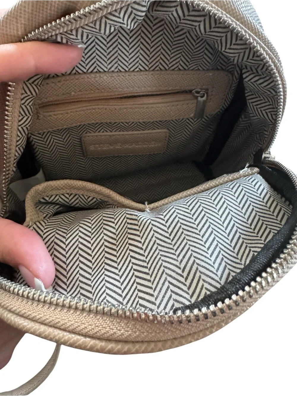 Steve Madden Taupe Mini Backpack with Silver Studs